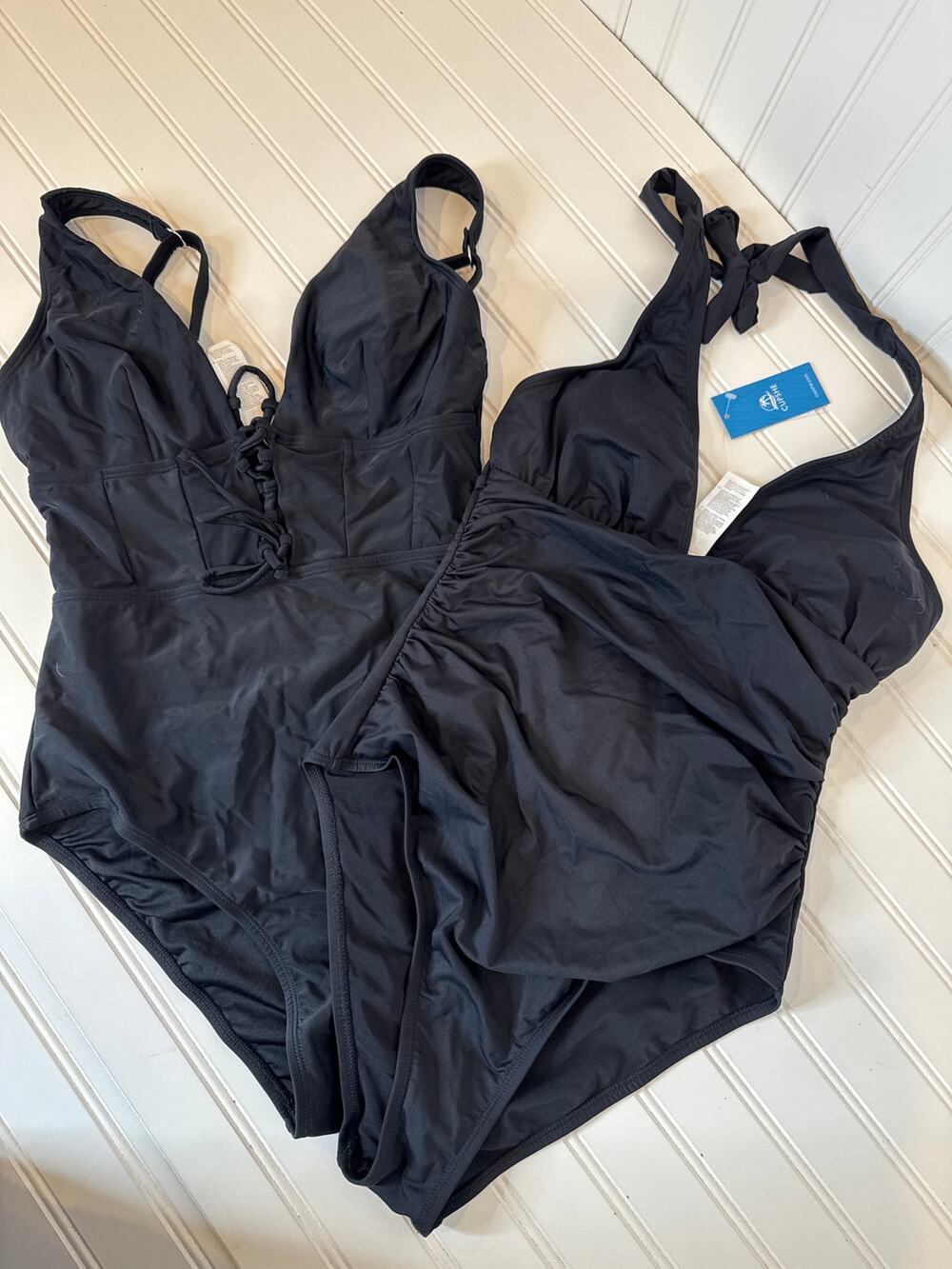 NWT Cupshe LOT OF 2 Bathing Suit - Black Lace Up Swim Beach 1-PC Swimsuit Sz M